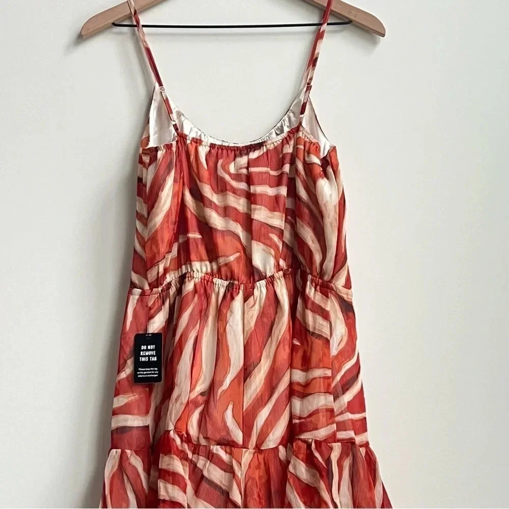 NWT Express  Scoop Neck Tie Waist Romper Small Abstract Art Animal Print Flowy